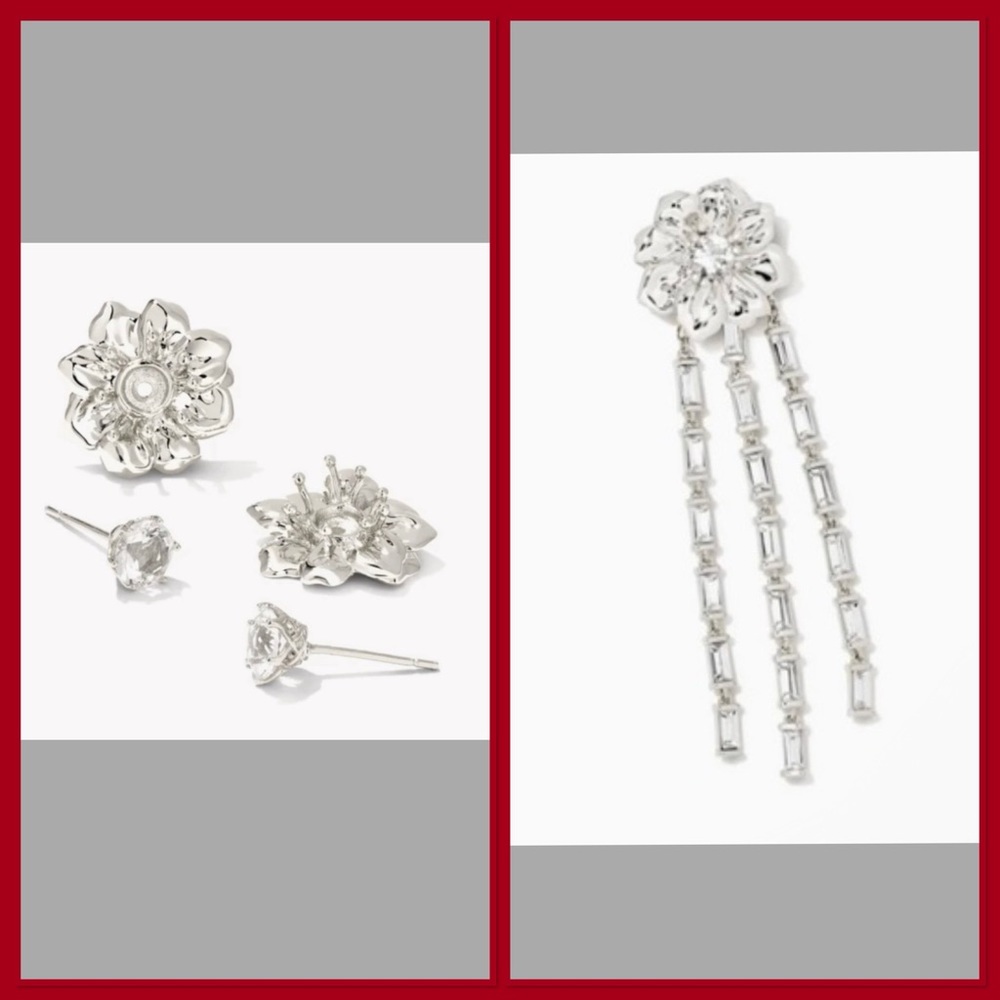 Kendra Scott Cameron Floral Earrings Stud w/ flower jacket chandelier drop